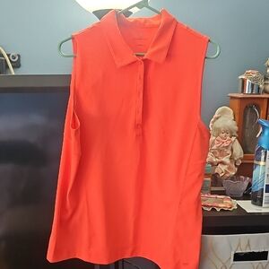 Golf America Orange Sleeveless Polo Blouse Used